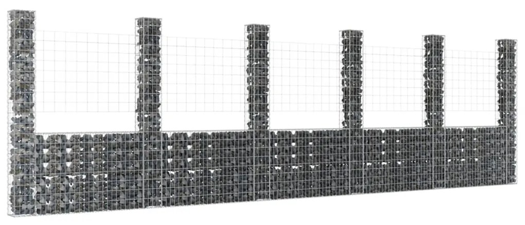 Gabbione a U con 6 Pali in Ferro 620x20x200 cm