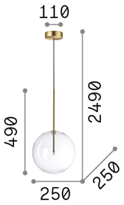 Sospensione Contemporanea Equinoxe Metallo Cromo 1 Luce 2W 3000K D25Cm