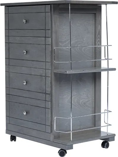 Carrello da cucina GIADA con 4 cassetti e portabottiglie Grigio