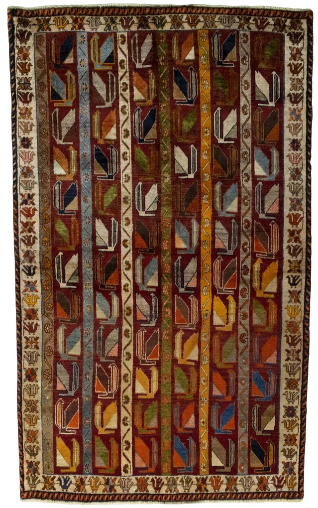 Gabbeh Tappeto 210x130 Rosso (Iran) Annodato A Mano