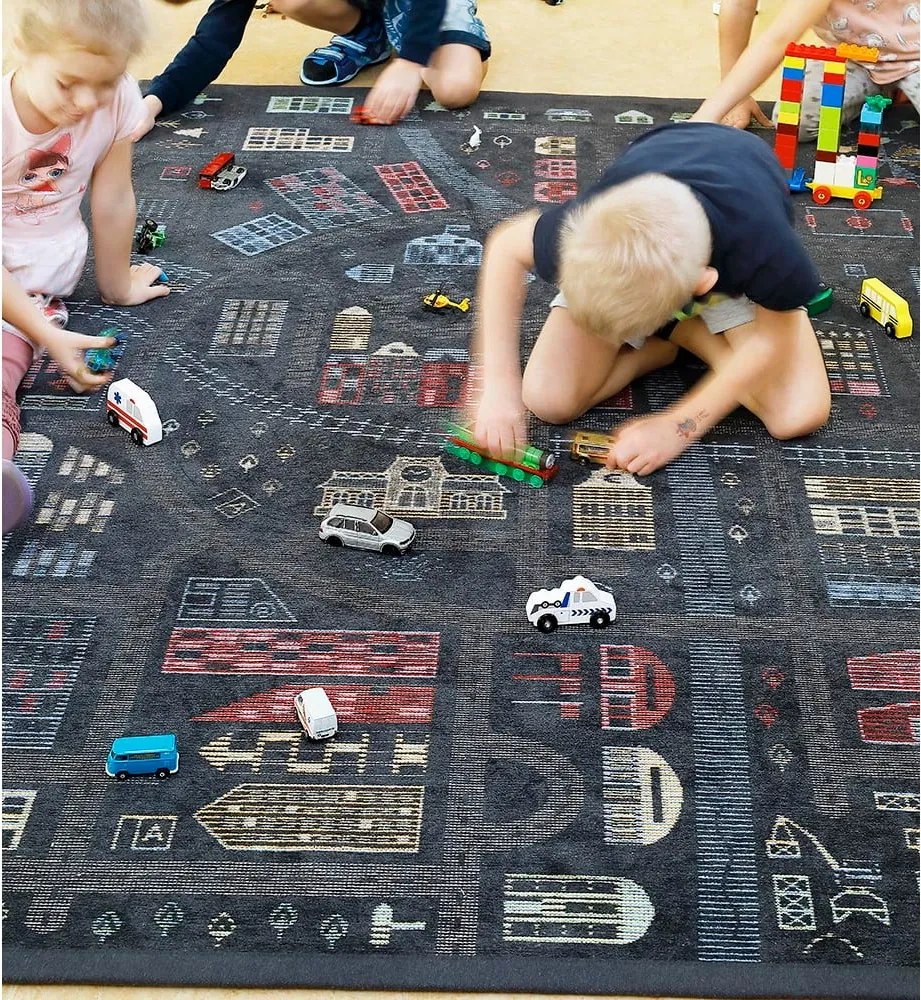Tappeto nero reversibile per bambini, 160 x 230 cm Ülejõe - Narma