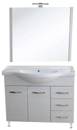 Mobile bagno 105 cm con lavabo e specchio bianco portuna - Antonella 16969