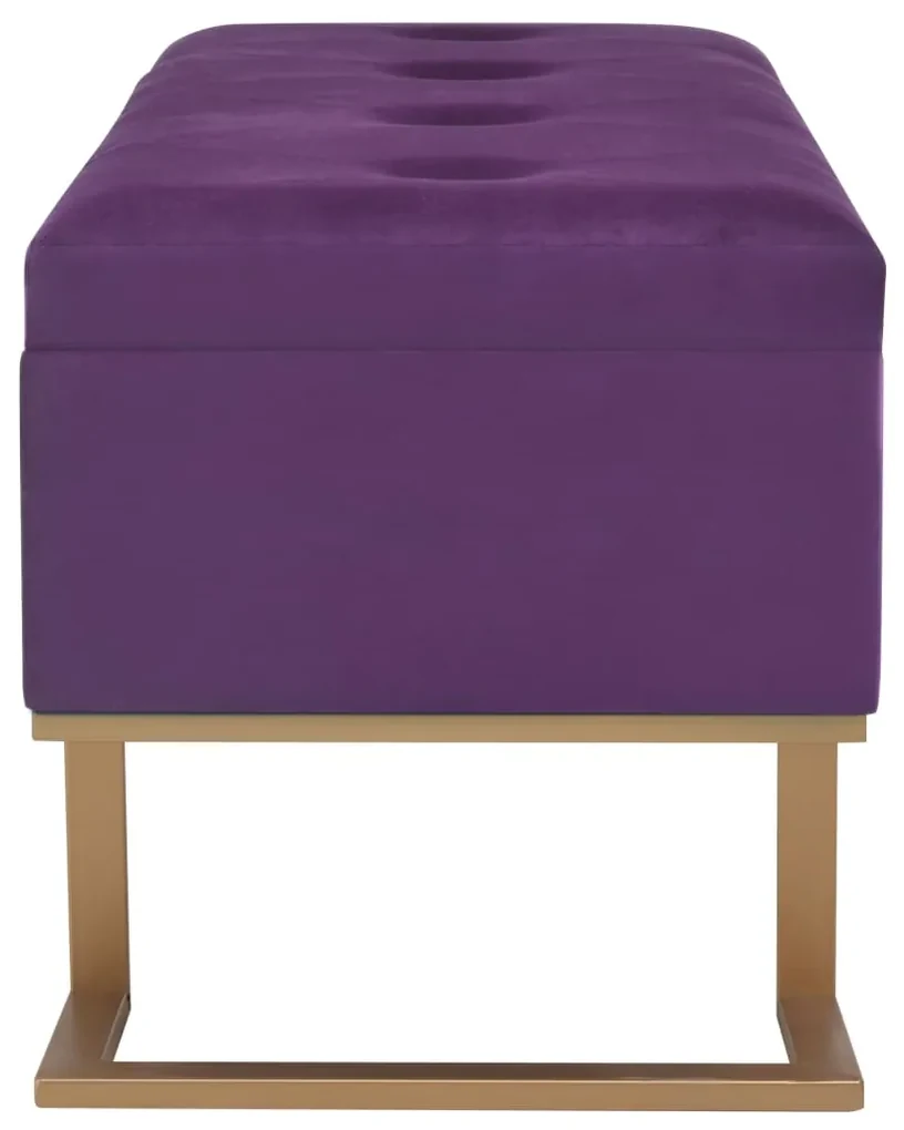 Panca con vano portaoggetti 105 cm viola in velluto