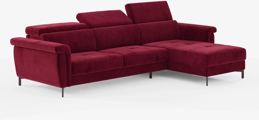 Capri Divano letto angolare con penisola contenitore e poggiatesta reclinabili - elegante tessuto smacchiabile T30