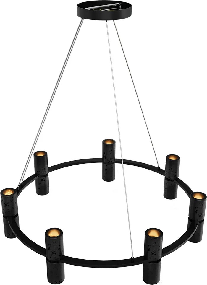 Lampadario Circolare a Sospensione 14xGU11 in Pietra Nera