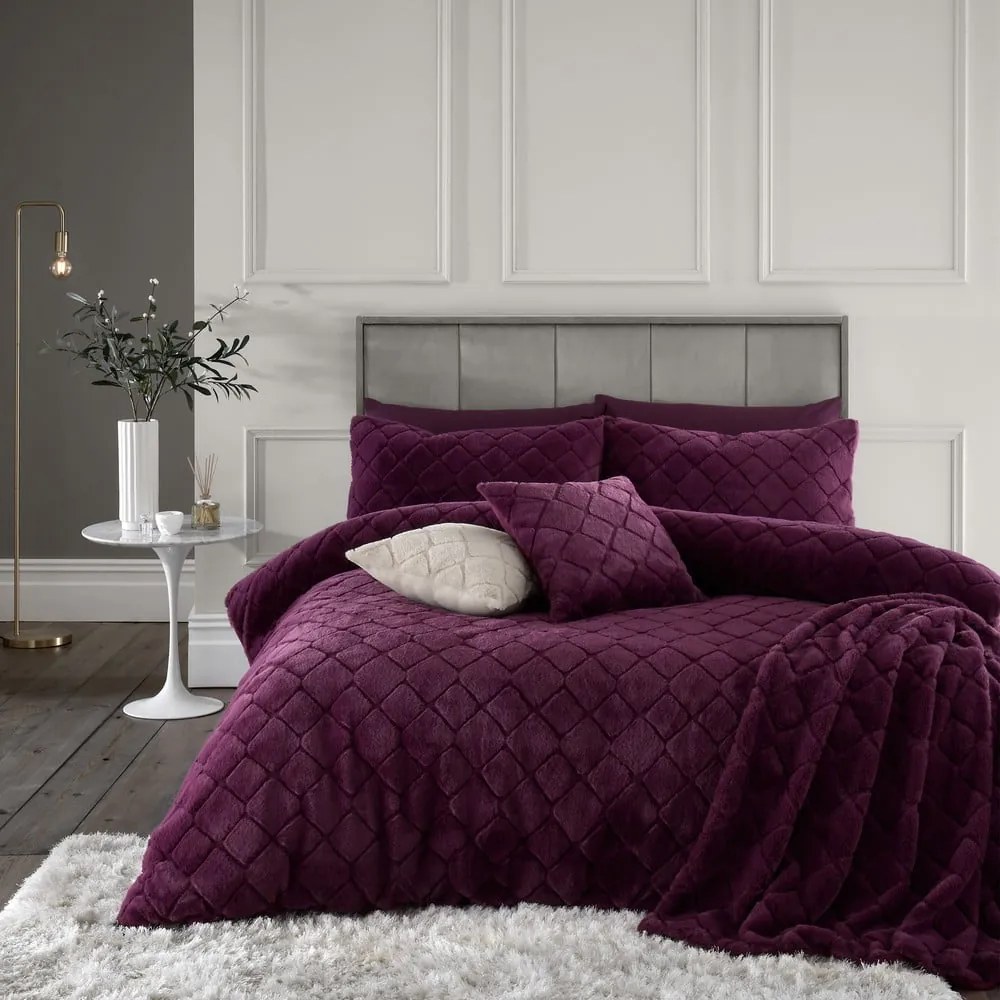 Biancheria da letto matrimoniale in micropile bordeaux 200x200 cm Cosy Diamond - Catherine Lansfield