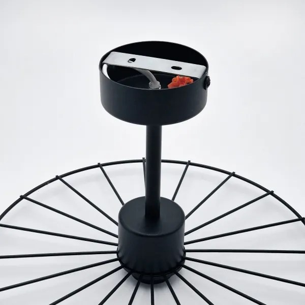 Lampadario a sospensione con supporto rigido MONTANA 1xE27/15W/230V diametro 30 cm nero