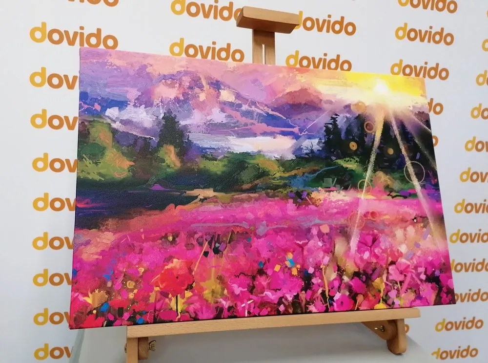 Quadro su tela – Dipinto a olio paesaggistico colorato