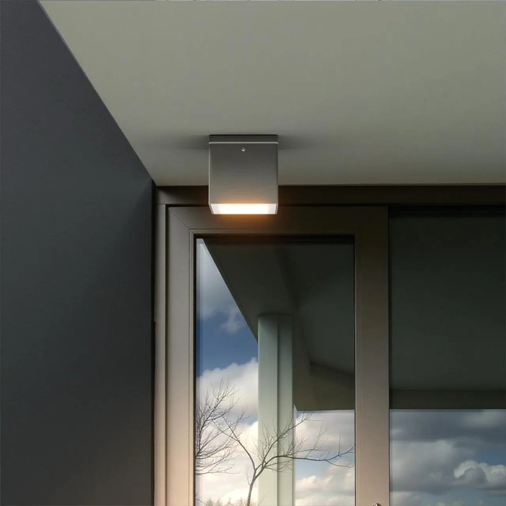 Applique da soffitto Quadrata GU10 IP54 in Alluminio e Vetro