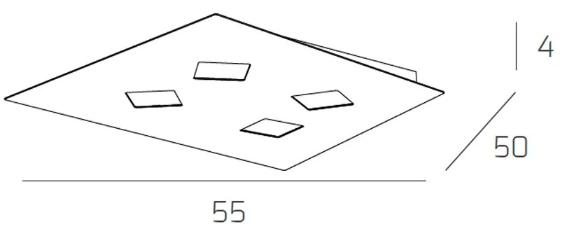 Plafoniera Moderna Note Metallo Bianco 4 Luci Gx53 55Cm