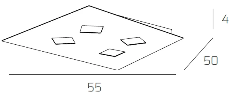 Plafoniera Moderna Note Metallo Bianco 4 Luci Gx53 55Cm