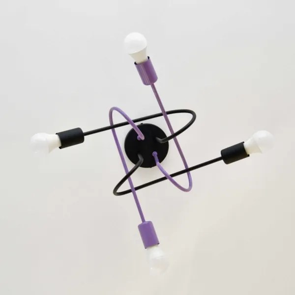 Lampadario a plafone OXFORD 4xE27/15W/230V nero/viola