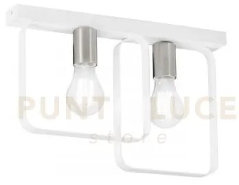 Plafoniera smith bianca e nickel 2 luci attacco e27 41,5x5x27cm in ...