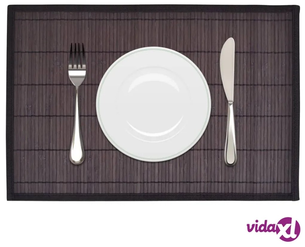 vidaXL Tovagliette in Bambù 6 pz 30 x 45 cm Marrone Scuro