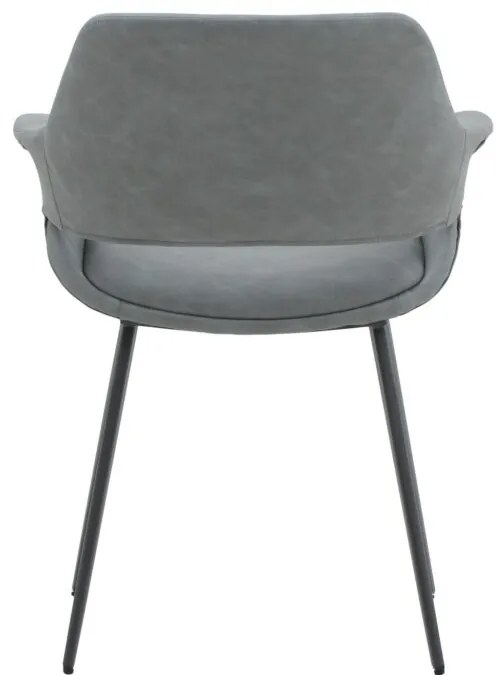 Set di sedie EMBAJADORES in similpelle grigio e gambe in metallo nero, con braccioli