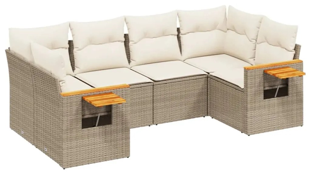 Set divano da giardino 6 pz con cuscini beige in polyrattan