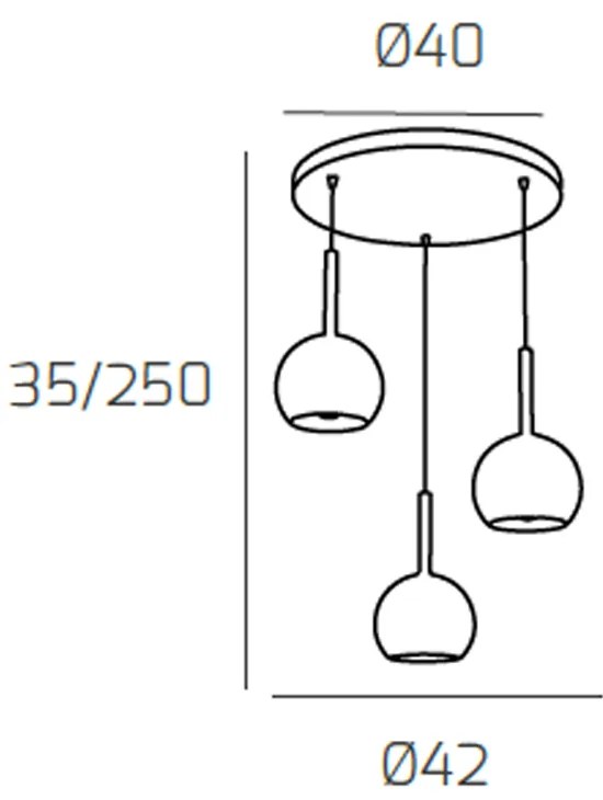 Sospensione Contemp. Rosone Tondo Future Met. Cromo Vetro Oro 3 Luci E27 D42Cm