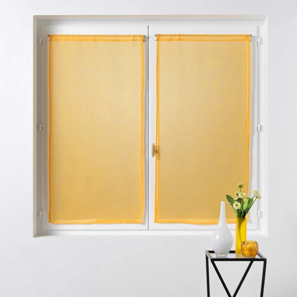 Tende in voile giallo in set da 2 60x120 cm Sandra - douceur d'intérieur