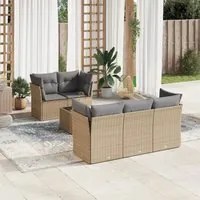 Set Divano da Giardino 6 pz con Cuscini Beige in Polyrattan 3217249