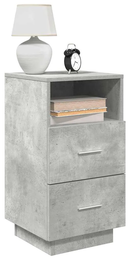 Comodini 2 Pz Con 2 Cassetti Grigio Cemento 36x36x68 Cm /