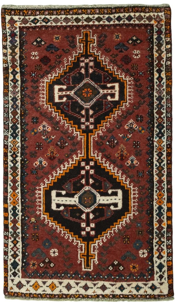 Shiraz Tappeto persiano 70x120 Rosso (Iran) Annodato A Mano