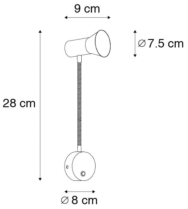 Applique in bronzo con braccio flessibile - Karin Flex