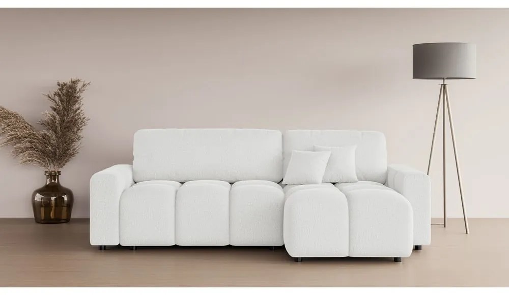 Divano angolare bianco allungabile (con composizione variabile) Luki – Ropez