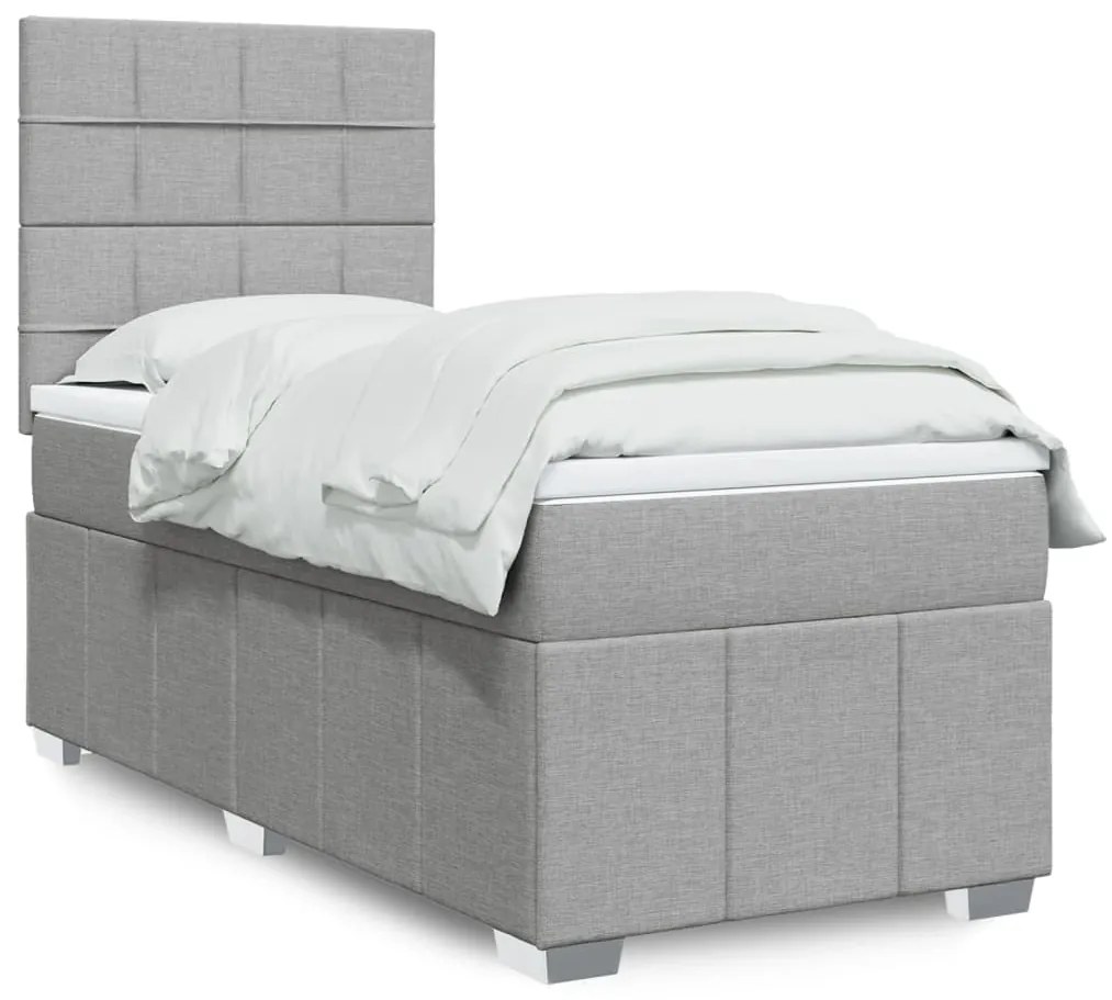 Giroletto A Molle Con Materasso Grigio Chiaro100x200 Cm Tessuto /