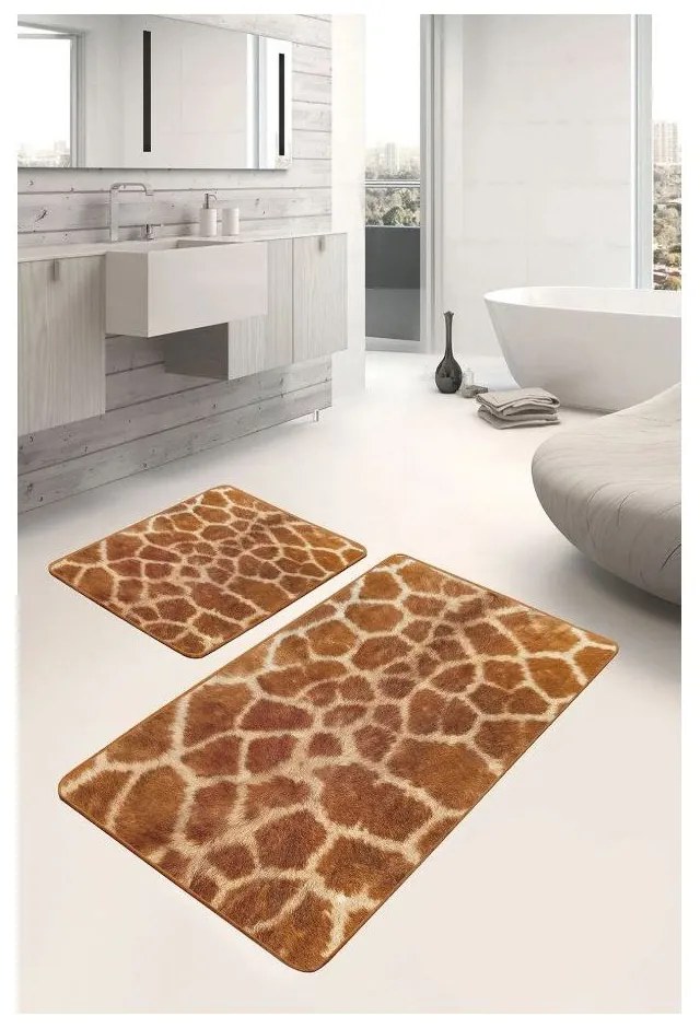 Set di tappetini per il bagno marroni in velluto 2 pz 60x100 cm – Mila Home