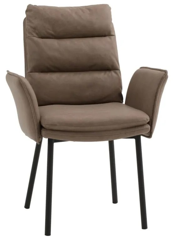 Set di sedie MALIBÙ in similpelle marrone e gambe nere, con braccioli