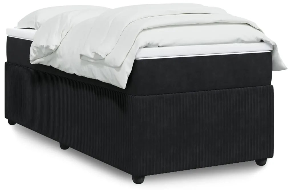 Giroletto A Molle Con Materasso Nero 80x200 Cm İn Velluto /