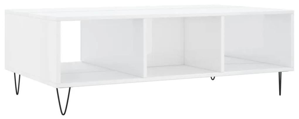 Tavolino da Salotto Bianco Lucido 104x60x35cm Legno Multistrato
