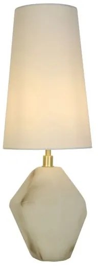 Lampada da tavolo apex 1lt, metallo ottone satinato, paralume bianco