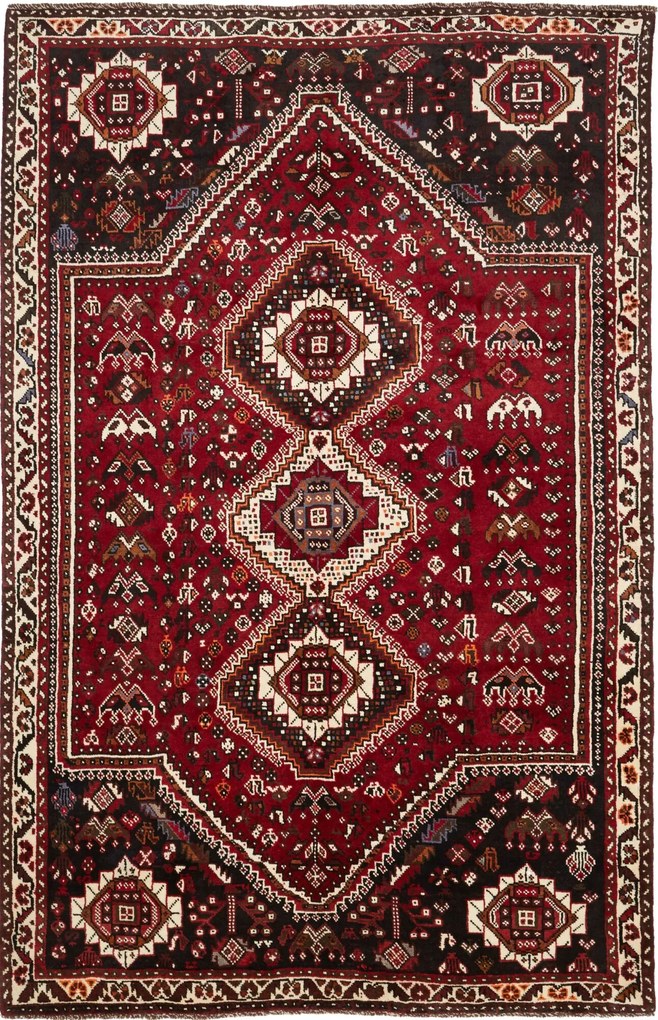Shiraz Tappeto persiano 170x260 Rosso (Iran) Annodato A Mano