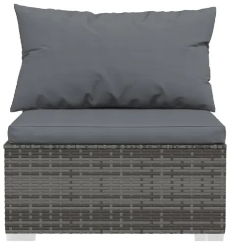 Set Divani da Giardino 7 pz con Cuscini in Polyrattan Grigio