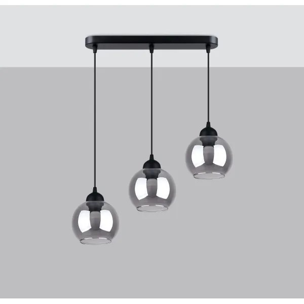 Sollux SL.1142 - Lampadario a cavo ALINO 3xE27/60W/230V nero