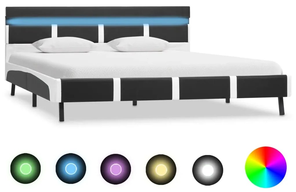 Giroletto Con Led Senza Materasso Grigio Similpelle 140x200 Cm /