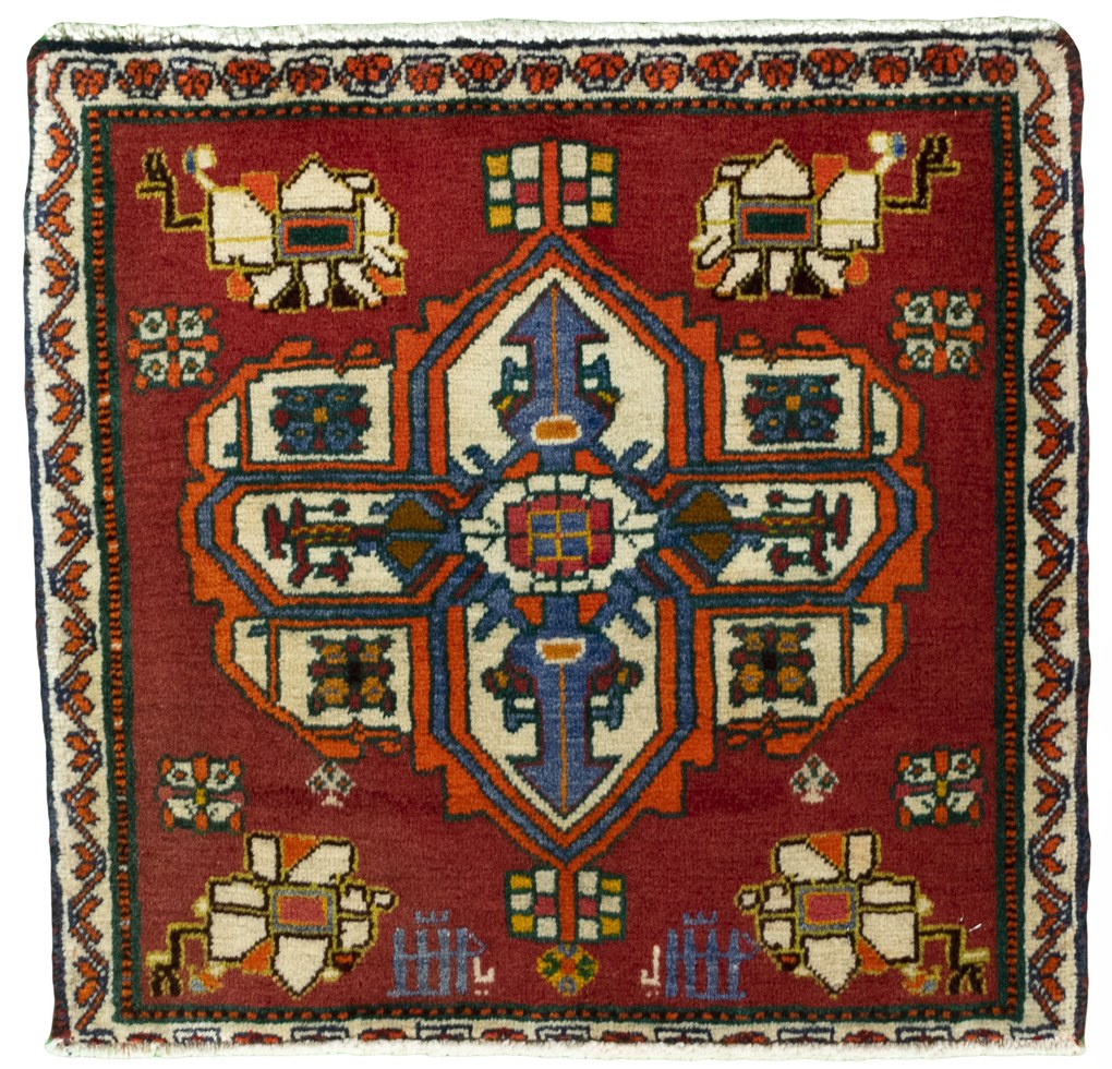 Shiraz Tappeto persiano 60 x 60 Rosso (Iran) Annodato A Mano