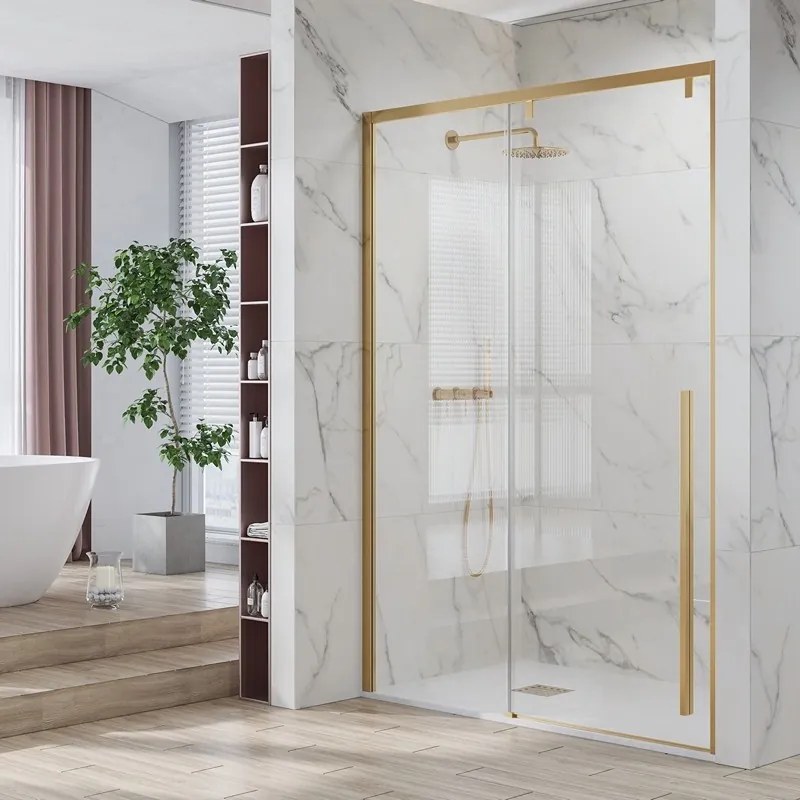 Doccia nicchia oro spazzolato 150cm scorrevole altezza 200cm | KSA4000G - KAMALU