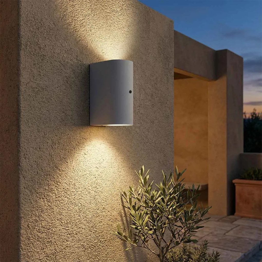 Applique Stondata 2xGU10 con Sensore Crepuscolare IP65 - Grigia