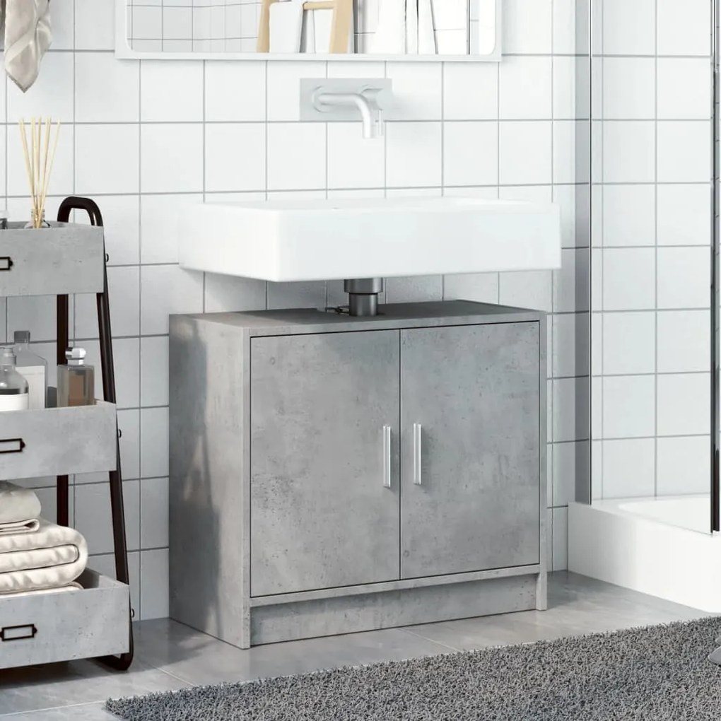 Mobile lavabo grigio cemento 63x29x55 cm in legno multistrato