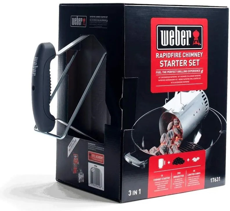 Weber - Kit Ciminiera Diaccensione + 2 Kg Di Bricchetti + 3 Cubetti Accendifuoco