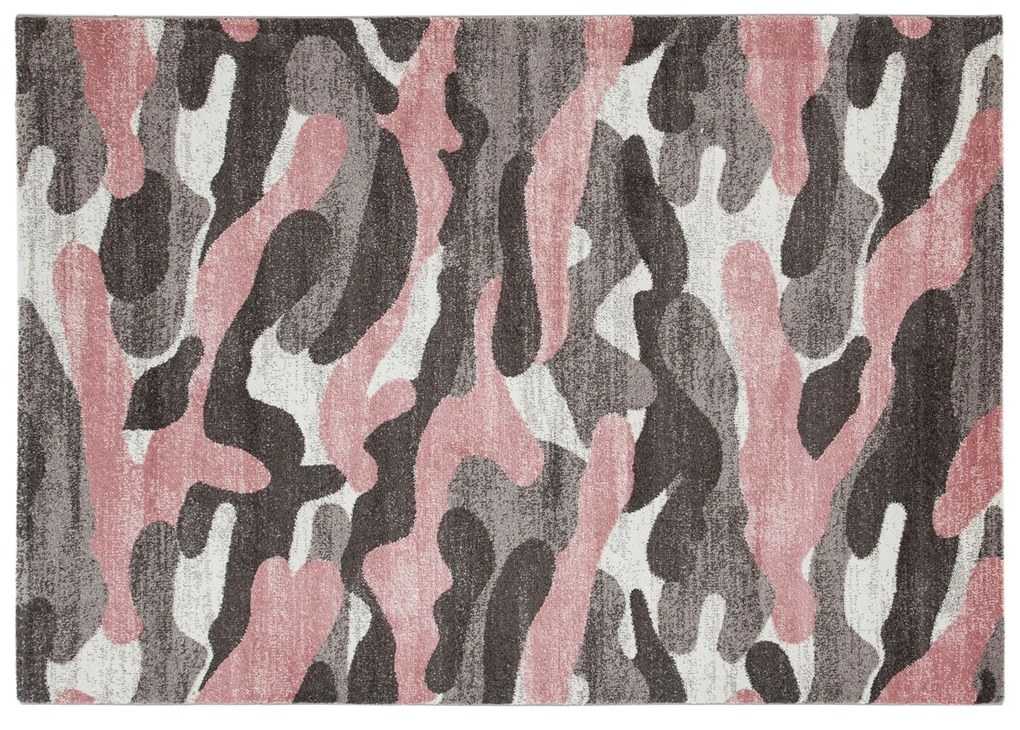 Tappeto 200x300 cm Camouflage grigio e rosa