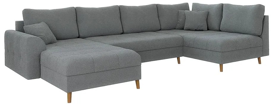 Divano angolare grigio in tessuto bouclé (angolo sinistro/"U") Ariella - Ropez