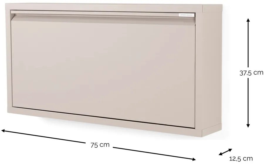 Scarpiera grigio tortora in metallo con ante ribaltabili 75x37,5x12,5 cm Billy – Spinder Design