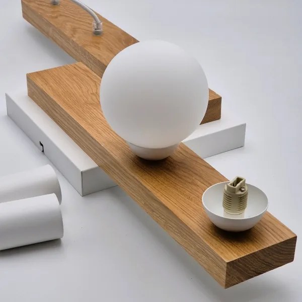 Lampadario a sospensione con filo CORTINA 2xE27/15W/230V + 2xG9/5W/230V bianco/quercia