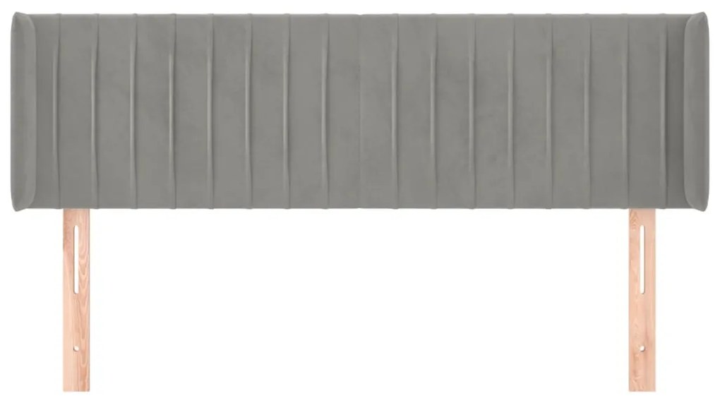 Testiera ad orecchio grigio chiaro 147x16x78/88 cm in velluto