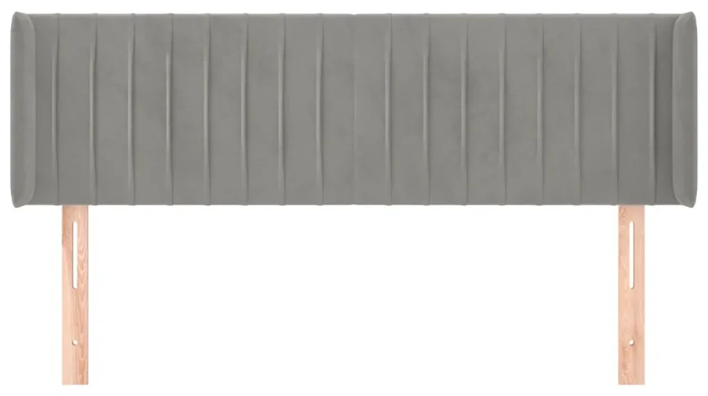 Testiera ad orecchio grigio chiaro 147x16x78/88 cm in velluto