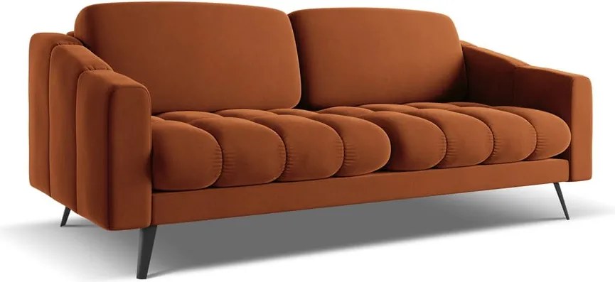 Divano arancione con rivestimento in velluto 202 cm Nalu – Makamii