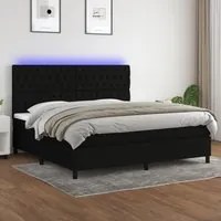 Letto a Molle Materasso e LED Nero 200x200cm in Tessuto 3135143